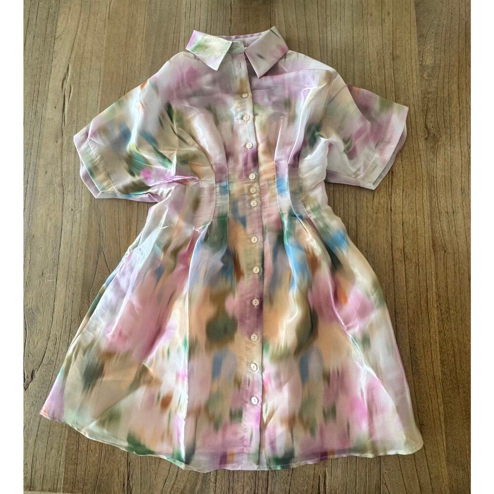 Exquise (Anthropologie) Tobie Organza Mini Shirt Dress - Size XXS - Picture 2 of 11